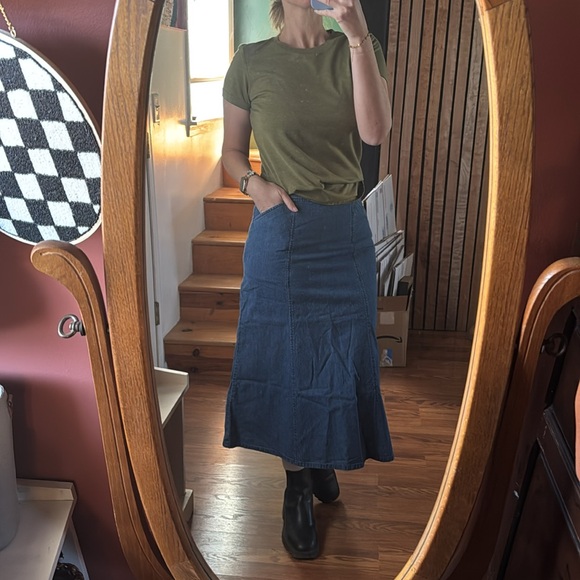 Pendleton Blue Jean Denim Midi Skirt Sz 8P w/ Pockets for Women - Picture 7 of 8